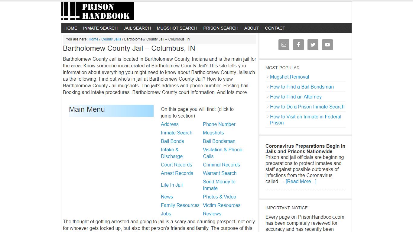 Bartholomew County Jail – Columbus, IN - Prison Handbook